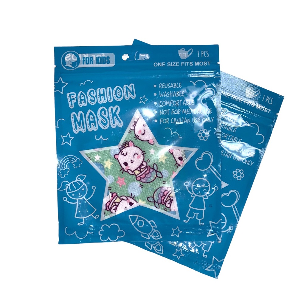 🆕 NWT Child cat Mermaid Mercat Stretch Kids Girl  Face Mask - Covid Safety
